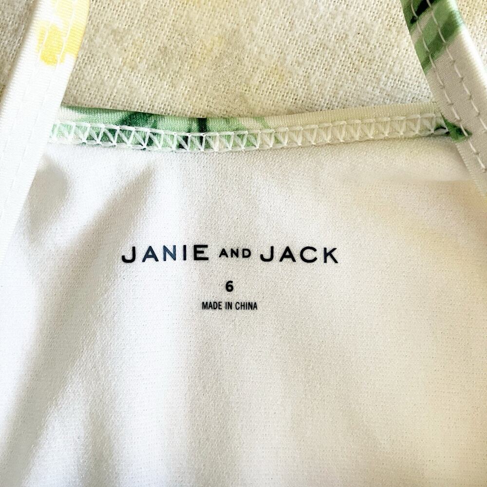 Janie and Jack Girls 6 Swimsuit Pineapple Print Ruffle One Piece Yellow Green - Picture 3 of 6